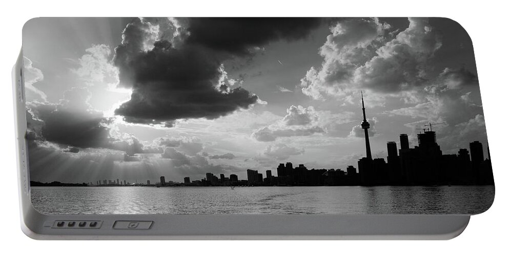 Canada Portable Battery Charger featuring the photograph Silhouette CN Tower by Nick Mares