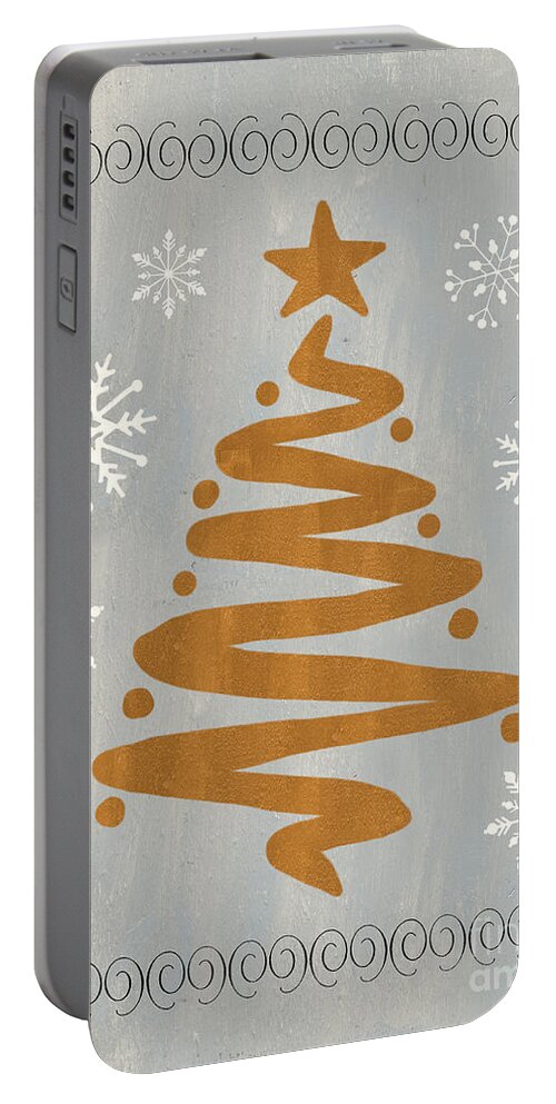 Presents Portable Battery Charger featuring the painting Silver Gold Tree by Debbie DeWitt