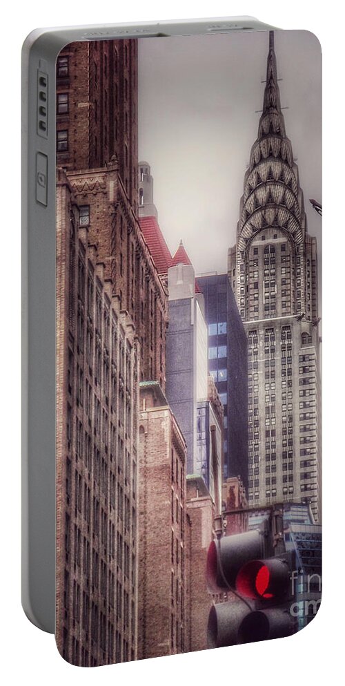 Chrysler Building Portable Battery Charger featuring the photograph Silver Majesty - Chrysler Building New York by Miriam Danar