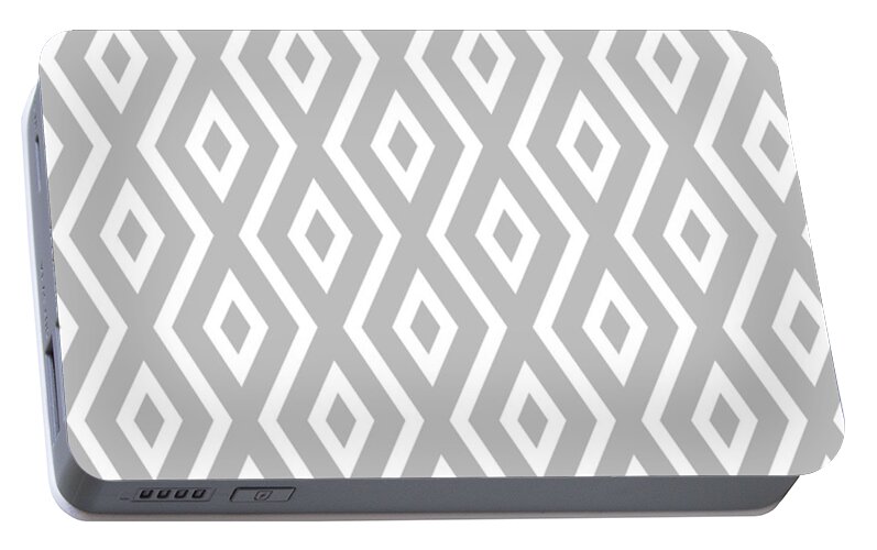 Silver Portable Battery Charger featuring the mixed media Silver Pattern by Christina Rollo