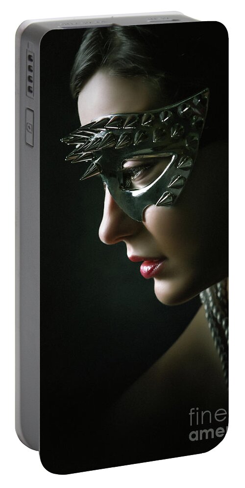 Fashion Portable Battery Charger featuring the photograph Silver Spike Eye Mask by Dimitar Hristov