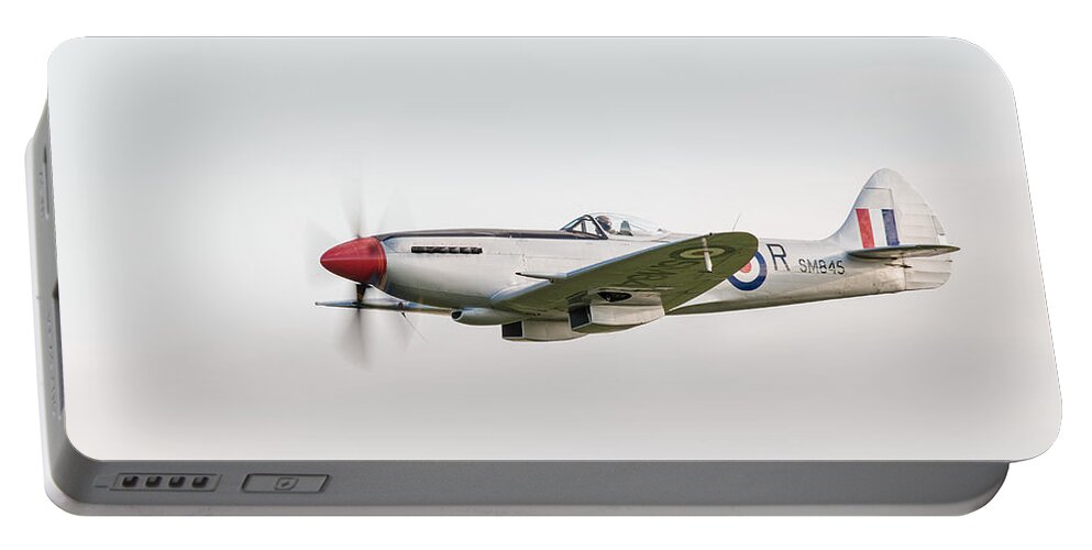 Silver Spitfire Portable Battery Charger featuring the photograph Silver Spitfire FR XVIIIe by Gary Eason