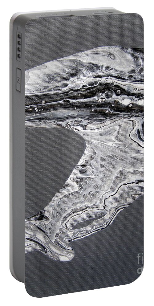 Abstract Portable Battery Charger featuring the painting Silver Strike lll by Shirley Braithwaite Hunt