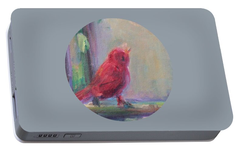 Bird Art Portable Battery Charger featuring the painting Sing Little Bird by Mary Wolf