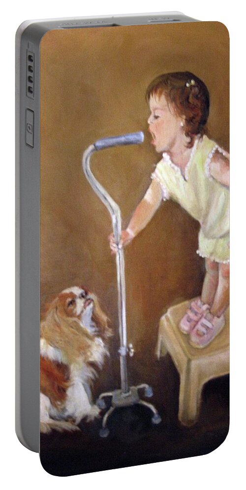 Nature Portable Battery Charger featuring the painting Singin in the Cane part two by Donna Tucker