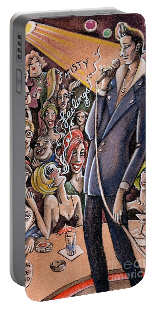 Music Portable Battery Charger featuring the drawing Singing Standards by Valerie White