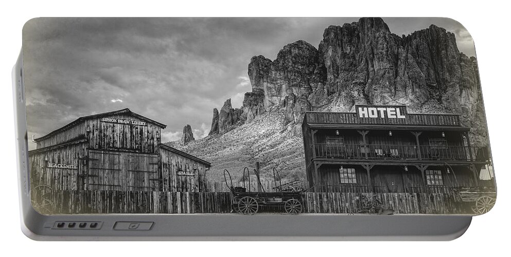 Old West Portable Battery Charger featuring the photograph Siphon Draw Livery by Saija Lehtonen