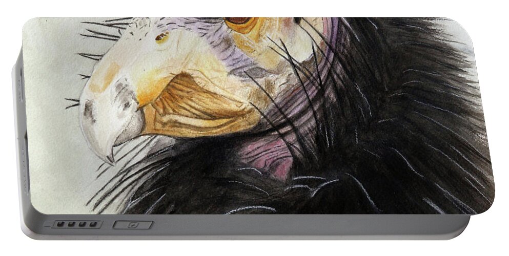 Raptor California Condor Portable Battery Charger featuring the painting Sir Condor by Jodi Schneider