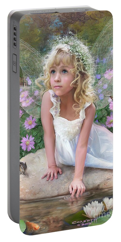 Fairies Portable Battery Charger featuring the painting Sissy Fairy by Robert Corsetti