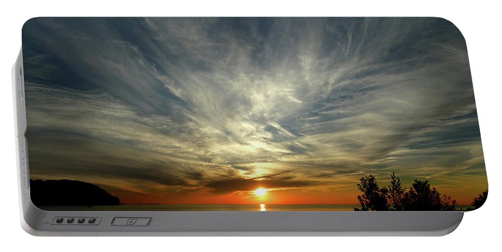 Sunset Portable Battery Charger featuring the photograph Sister Bay Sunset by David T Wilkinson