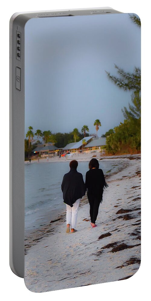 Beach Portable Battery Charger featuring the photograph Sister Friends by Deborah Crew-Johnson
