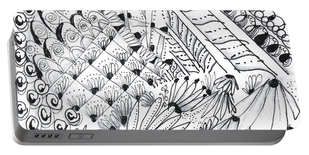 Caregiver Portable Battery Charger featuring the drawing Sister Tangle by Carole Brecht