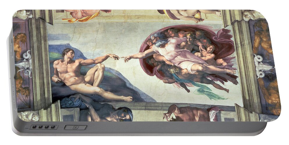 Sistine Chapel Ceiling Creation Of Adam Portable Battery Charger