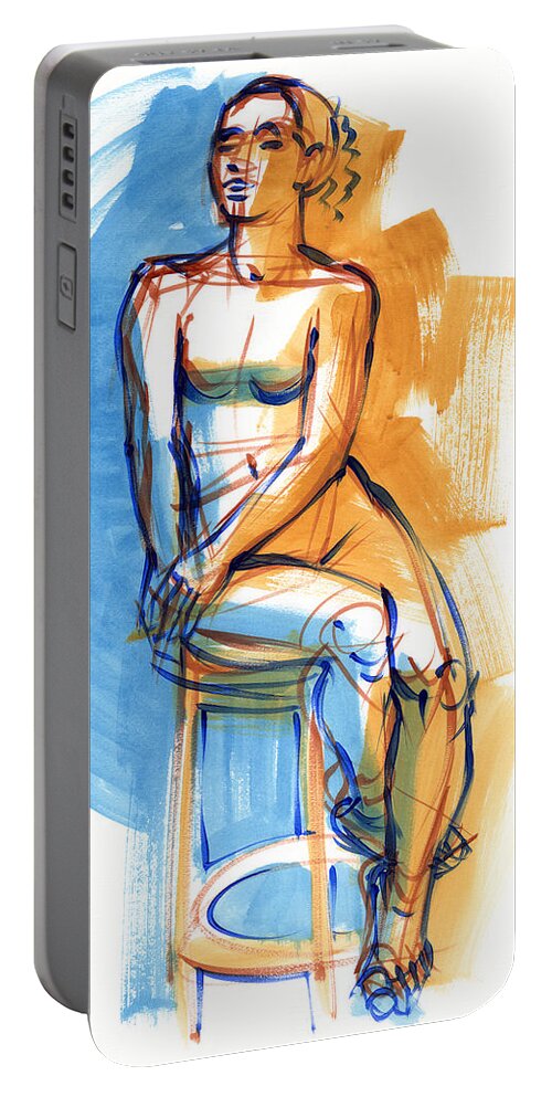 Figure Study Portable Battery Charger featuring the painting Sitting High by Judith Kunzle