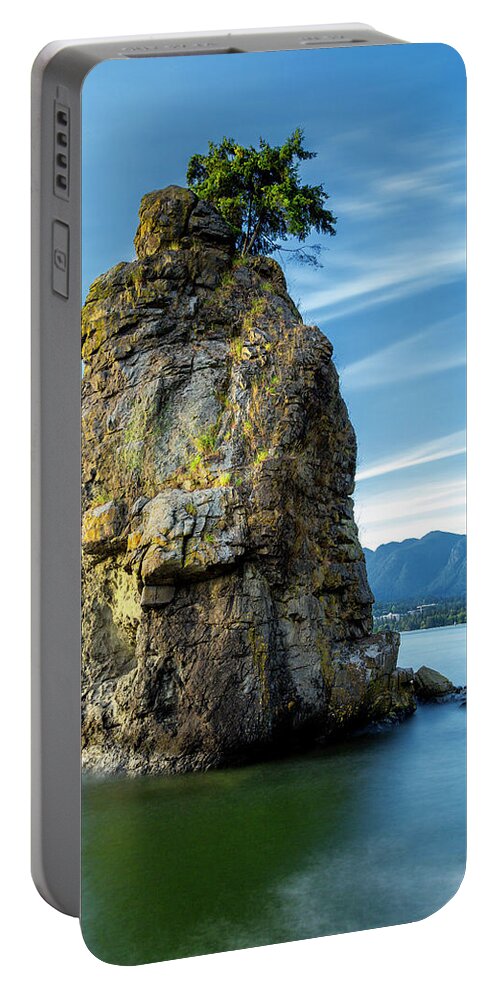 Sunset Portable Battery Charger featuring the photograph Siwash Rock by Stephen Stookey