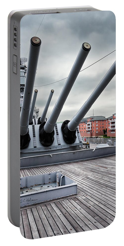 Uss Wisconsin Portable Battery Charger featuring the photograph Six Pack of Sixteens by Christopher Holmes