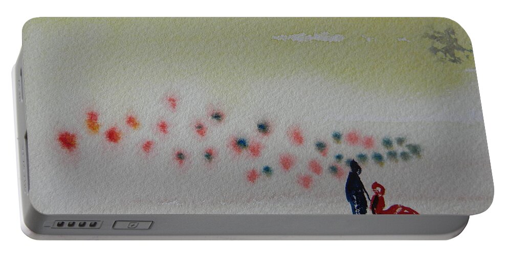 Seasons Portable Battery Charger featuring the painting Six Seasons Dance Four by Marwan George Khoury