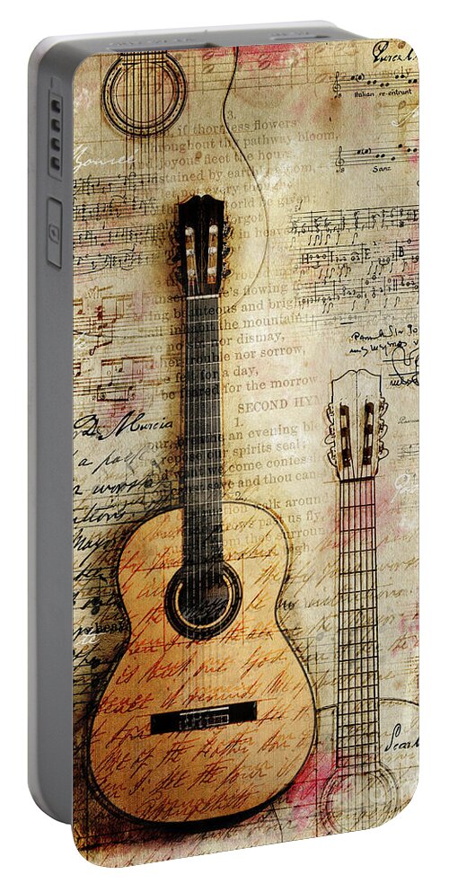 Guitar Digital Art Portable Battery Charger featuring the digital art Six String Sages by Gary Bodnar