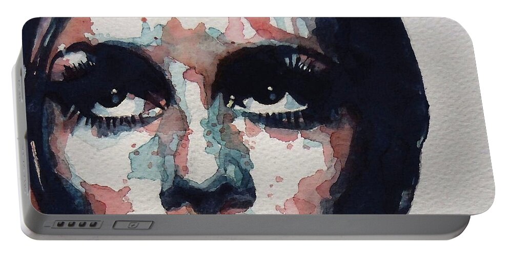 Twiggy Portable Battery Charger featuring the painting Sixties Sixties Sixties Twiggy by Paul Lovering