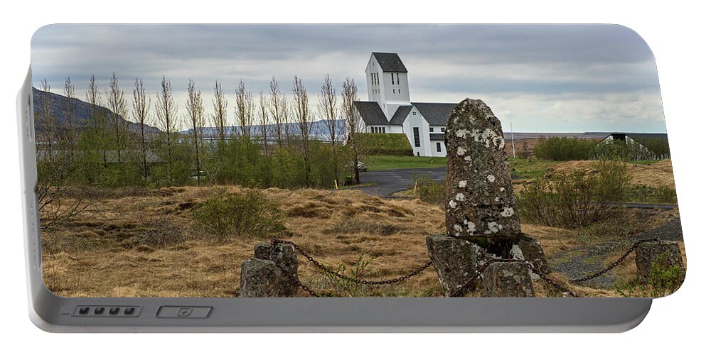 Festblues Portable Battery Charger featuring the photograph Skalholt.. by Nina Stavlund