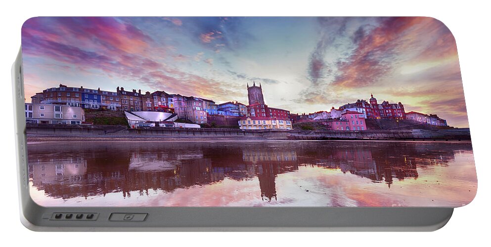 Cromer Portable Battery Charger featuring the photograph Skies ablaze in Cromer town by Simon Bratt