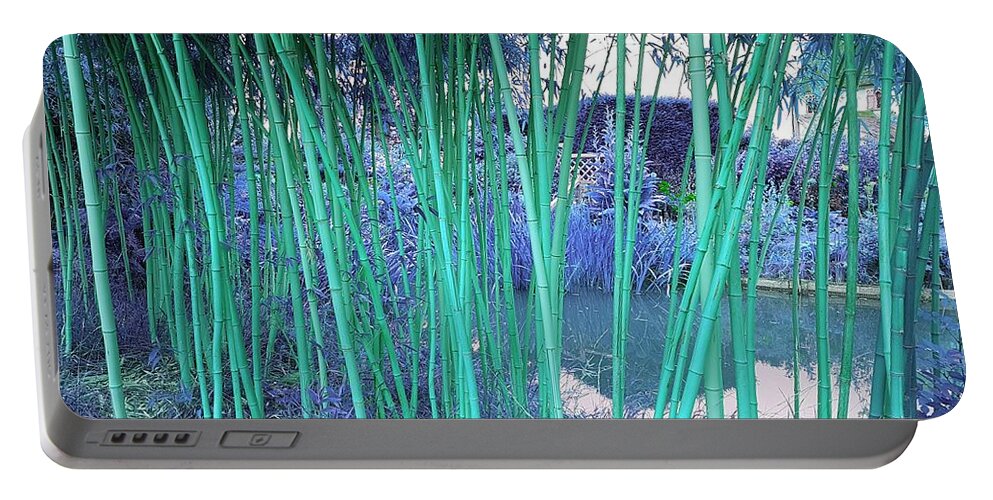 Fantasy Portable Battery Charger featuring the photograph Skinny Bamboo In Teal by Rowena Tutty
