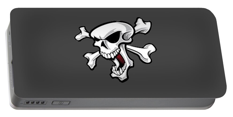 Bones Portable Battery Charger featuring the painting Crossbones 2 T-shirt by Herb Strobino