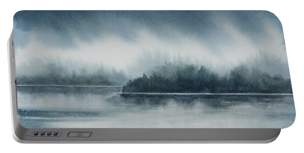 Landscape Portable Battery Charger featuring the painting Sky and Shore by Heather Gallup