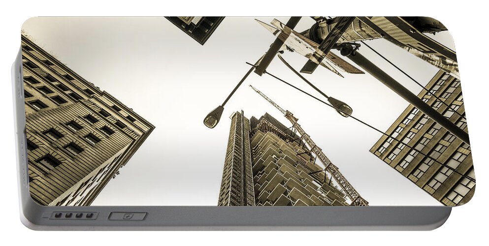 Skyscrapers Portable Battery Charger featuring the digital art Skyscrapers in New york seen from by Perry Van Munster