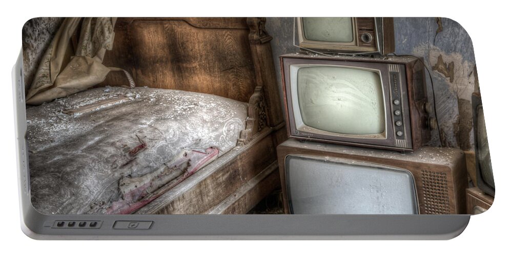 Urbex Portable Battery Charger featuring the digital art Sleep TV's by Nathan Wright