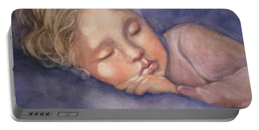 Sleeping Girl Portable Battery Charger featuring the painting Sleeping Beauty by Marilyn Jacobson