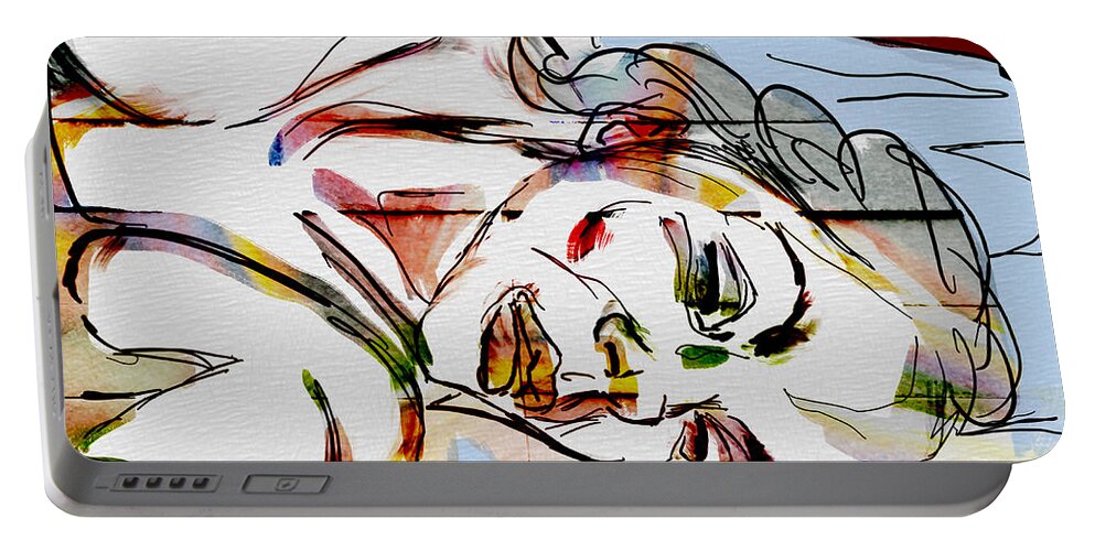Portrait Portable Battery Charger featuring the digital art Sleeping by Michael Kallstrom