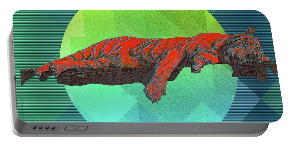 Tiger Portable Battery Charger featuring the digital art Sleeping Tiger by Mimulux Patricia No