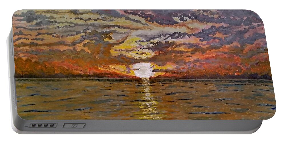 Landscape Portable Battery Charger featuring the painting Sleepy Hollow Sunset by Joel Tesch