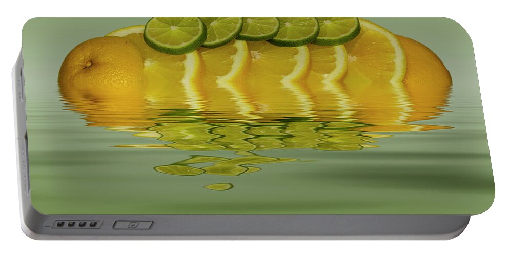 Fresh Fruit Portable Battery Charger featuring the photograph Slices Orange Lime Citrus Fruit by David French
