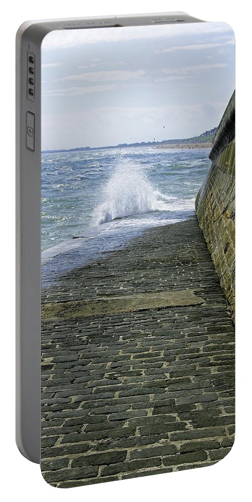 Europe Portable Battery Charger featuring the photograph Slipway Splash - Bridlington Harbour by Rod Johnson