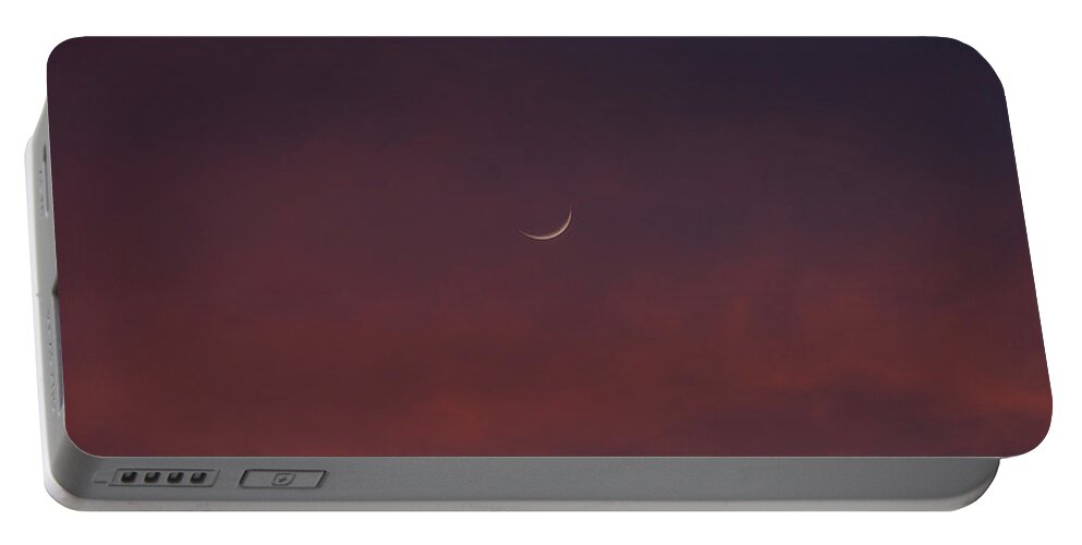 Florida Portable Battery Charger featuring the photograph Sliver Moon Floating in a Pink Sky Over Venice Florida by Lawrence S Richardson Jr