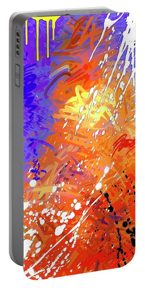 Abstract Portable Battery Charger featuring the digital art Slow Burn by Snake Jagger