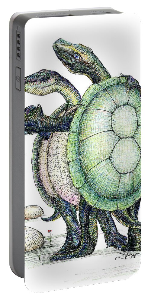 Whimsies Portable Battery Charger featuring the drawing Slow Dancers by Mark Johnson