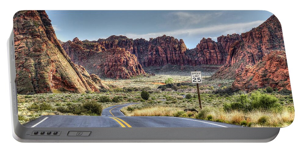 Landscape Portable Battery Charger featuring the photograph Slow Down In Snow Canyon by TK Goforth