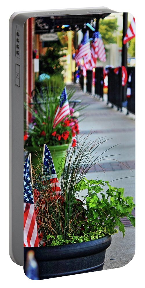 Patriotic Portable Battery Charger featuring the photograph Small Town Pride by Daniel Koglin