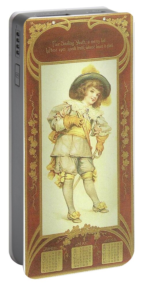Frances Brundage Portable Battery Charger featuring the painting Smiling Youth Calendar 1 by Reynold Jay