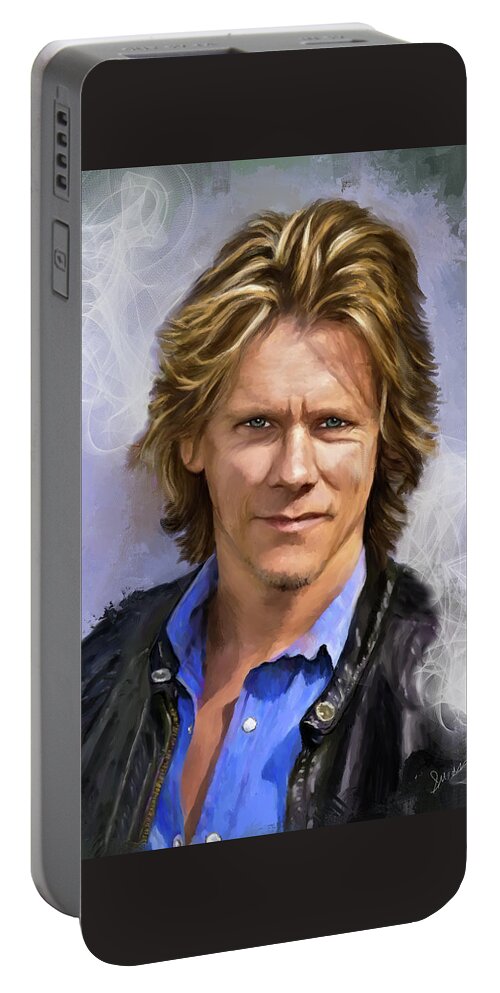 Kevin Bacon Portable Battery Charger featuring the digital art Smoking Hot Bacon by Susan Kinney