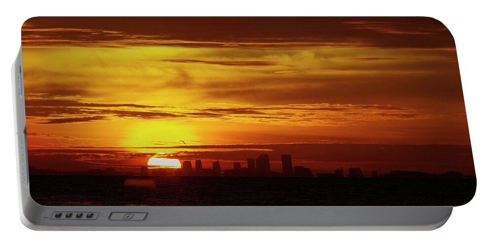 Sun Portable Battery Charger featuring the photograph Smoldering Dawn by Stoney Lawrentz