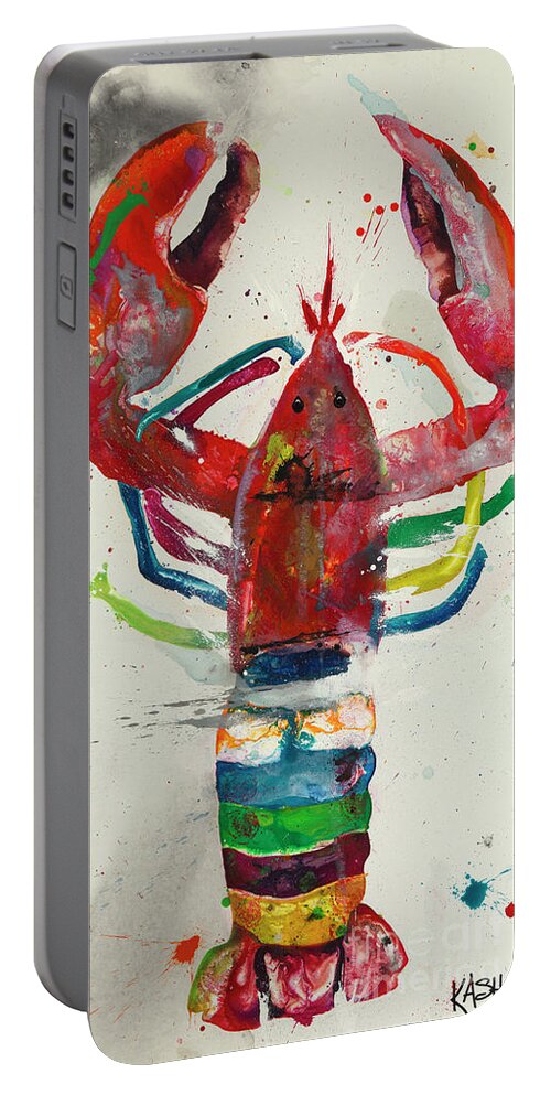 Lobster Portable Battery Charger featuring the painting Snappy Dresser by Kasha Ritter