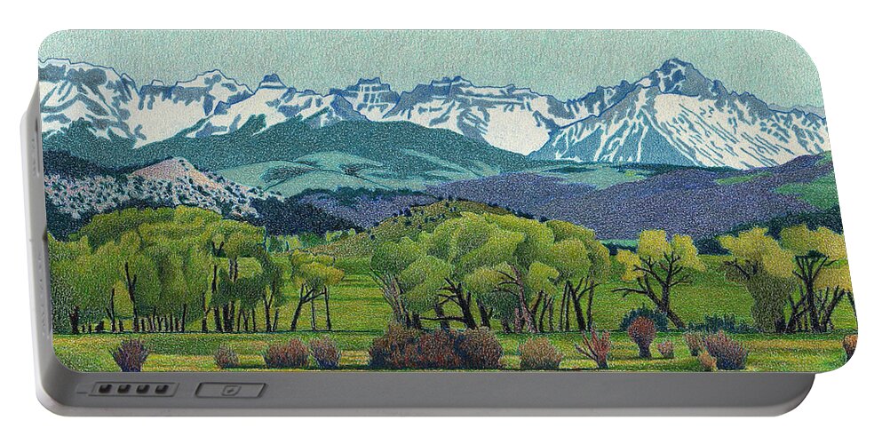 Art Portable Battery Charger featuring the drawing Sneffels Range Spring by Dan Miller