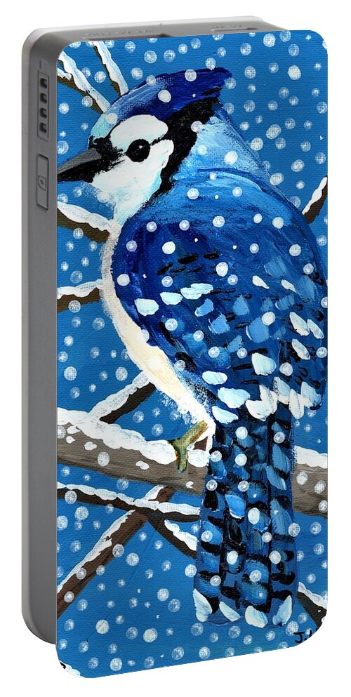 Bird Portable Battery Charger featuring the painting Snow Bird by Jim Harris