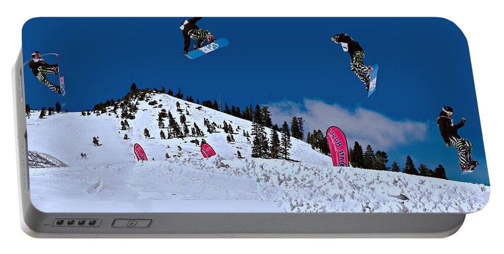 Activity Portable Battery Charger featuring the photograph Snow Boarder by Maria Coulson