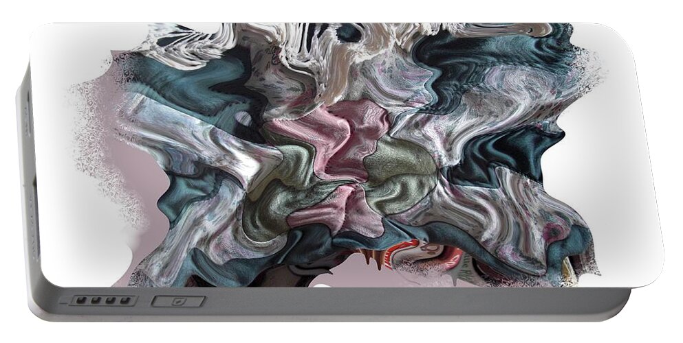 Abstract Portable Battery Charger featuring the digital art Snow Capped Cloth by Ron Bissett