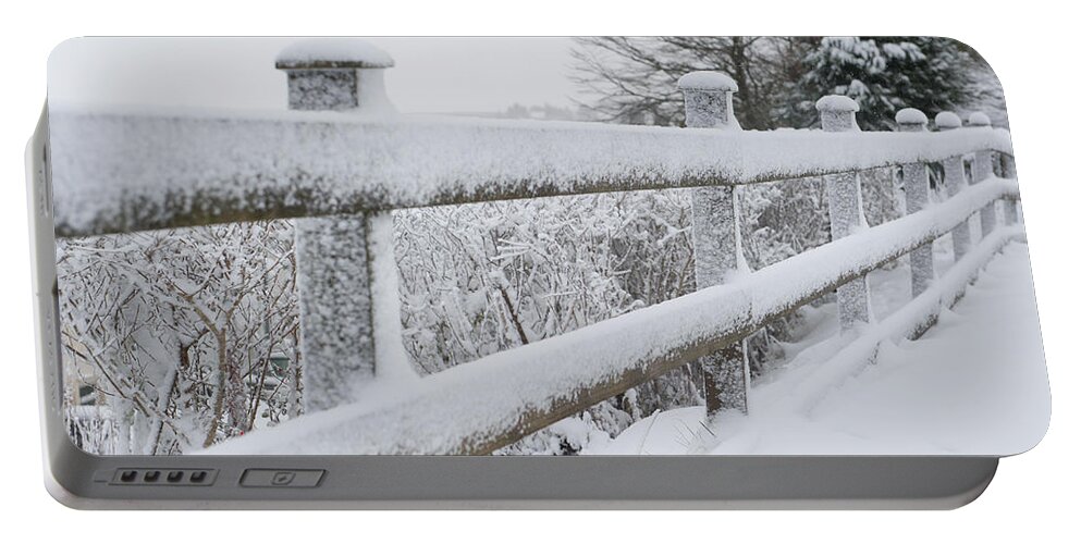 Snow Portable Battery Charger featuring the photograph Snow Covered Fence by Helen Jackson